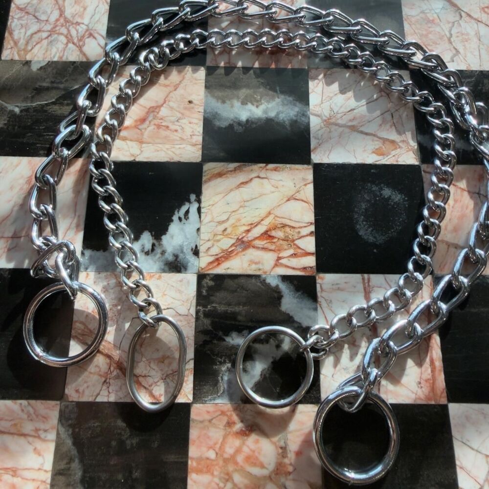 Silver-Tone Metal Chain Body Harness with O-Ring small is 13in other is 16in
